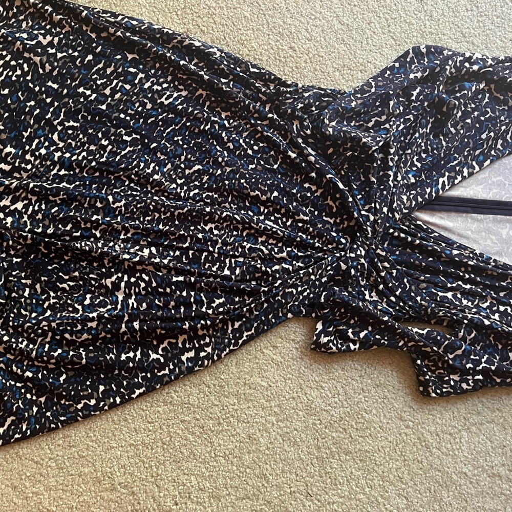 Ann Taylor black,blue,white print dress size SP
